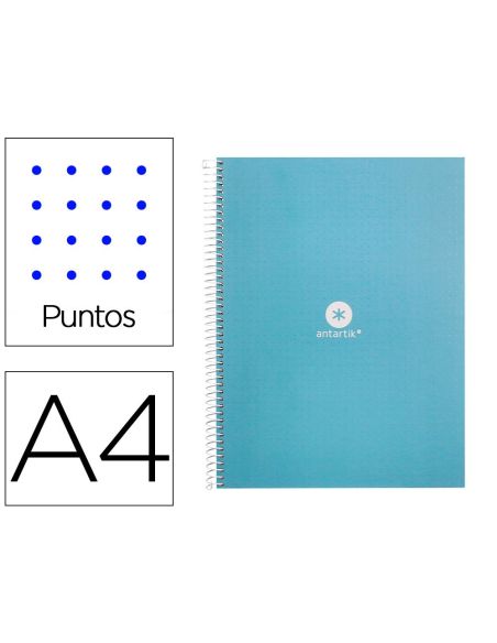 Cuaderno Espiral A4 Micro Antartik Dots Tapa Forrada 80H 90 Gr Rayado Puntos 1 Banda 4 Taladros Celeste|Libreriasalesiana