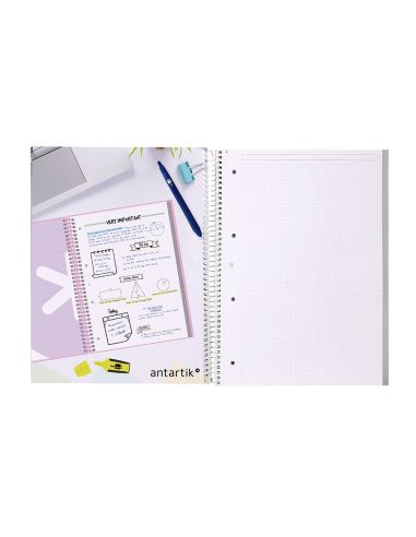 Cuaderno Espiral A4 Micro Antartik Dots Tapa Forrada 80H 90 Gr Rayado Puntos 1 Banda 4 Taladros Celeste|Libreriasalesiana