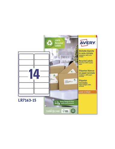 Etiqueta Adhesiva Avery Blanca Permanente Reciclada 100% Laser 99,1X38,1 Mm Caja De 210 Unidades