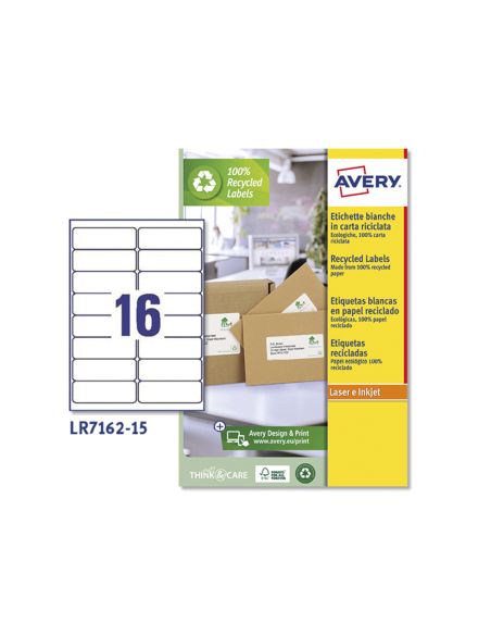 Etiqueta Adhesiva Avery Blanca Permanente Reciclada 100% Laser 99,1X33,9 Mm Caja De 240 Unidades