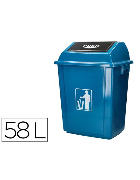 Papelera Contenedor Q-Connect Plastico Con Tapa De Balancin 58 Litros Azul 470X330X760 Mm