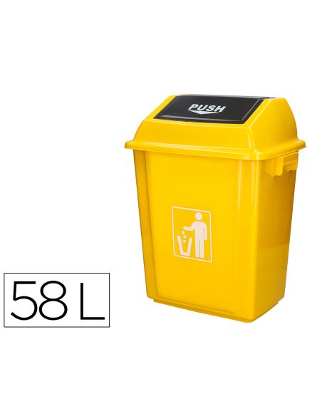 Papelera Contenedor Q-Connect Plastico Con Tapa De Balancin 58 Litros Amarillo 470X330X760 Mm