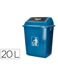 Papelera Contenedor Q-Connect Plastico Con Tapa De Balancin 20 Litros Azul 340X240X450 Mm