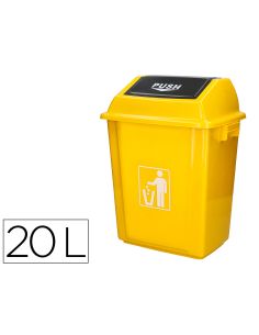 Papelera Contenedor Q-Connect Plastico Con Tapa De Balancin 20 Litros Amarillo 340X240X450 Mm