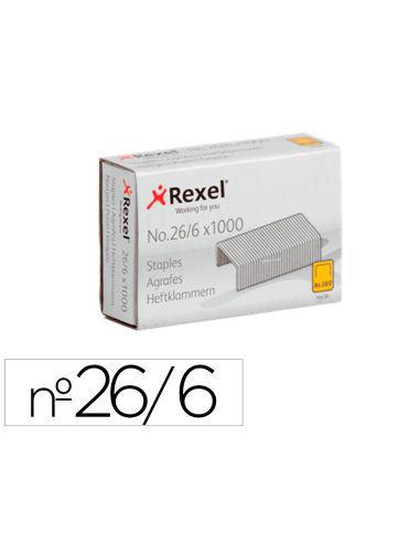 Grapas Rexel 26/6 Mm Galvanizada Caja De 1000 Unidades