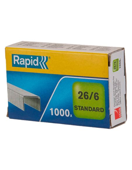 Grapas Rapid 26/6 Mm Galvanizada Caja De 1000 Unidades