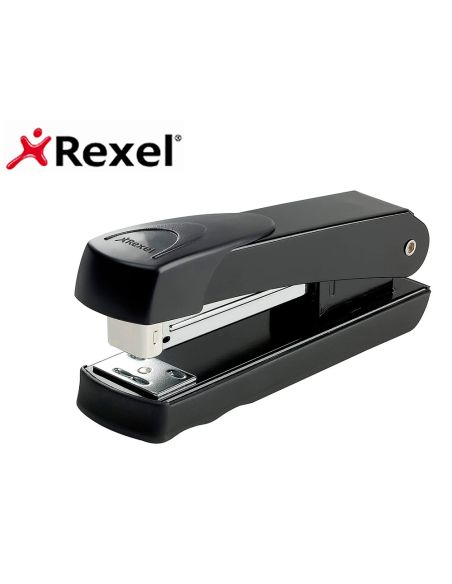 Grapadora Rexel Meteor Metalica Capacidad De Grapado 20 Hojas Usa Grapas 24/6 Y 26/6 Color Negro