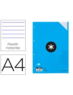 Recambio Antartik A4 100 Hojas 100Gr Rayado Horizontal 4 Taladros Bandas De 5 Colores