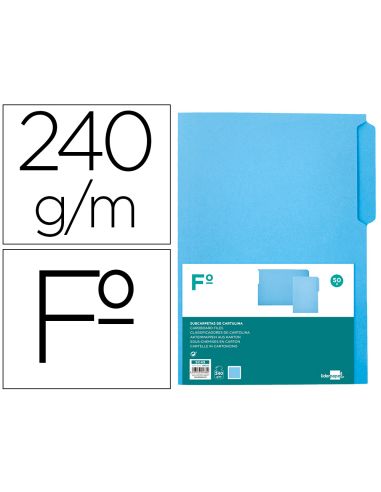 Subcarpeta Cartulina Liderpapel Folio Pestaña Izquierda 240G/M2 Azul