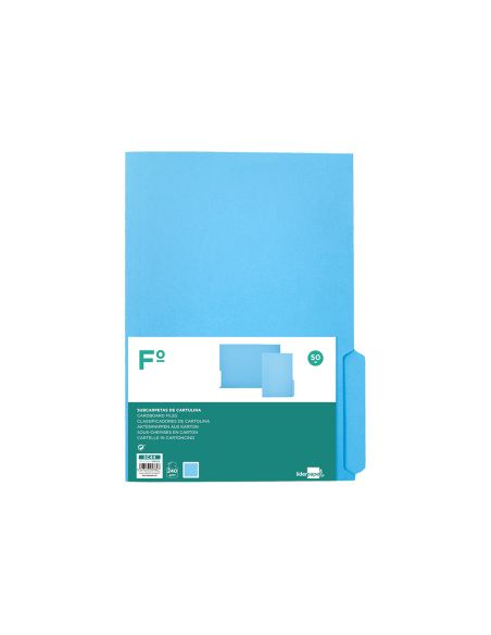 Subcarpeta Cartulina Liderpapel Folio Pestaña Derecha 240G/M2 Azul
