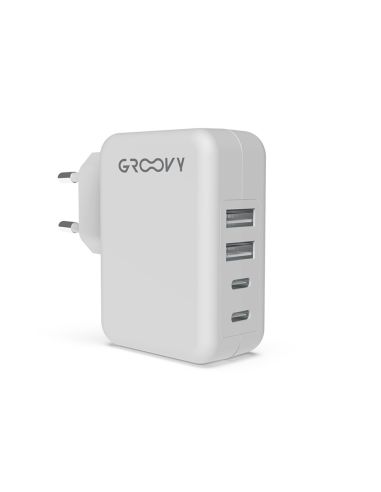 Cargador De Pared Groovy 2 Usb + 2 Usb-C 4.8A Color Blanco