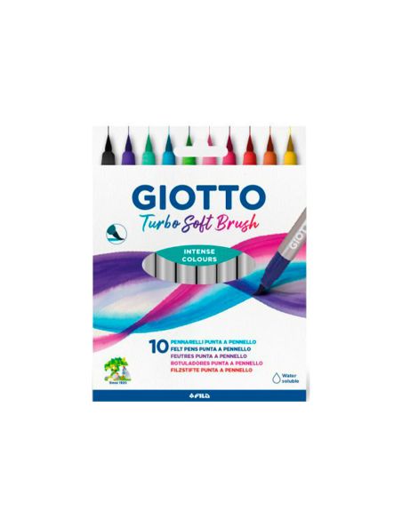 Rotulador Giotto Turbo Soft Brush Punta De Pincel Caja De 10 Unidades Colores Surtidos
