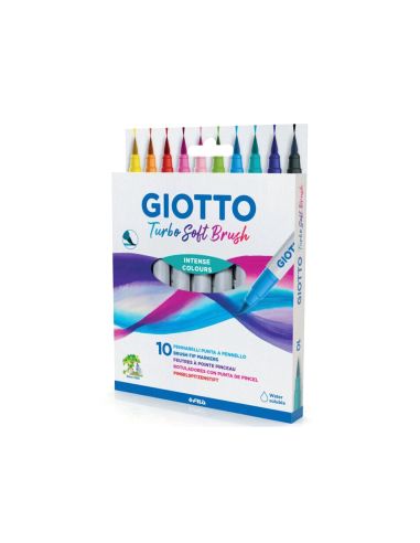 Rotulador Giotto Turbo Soft Brush Punta De Pincel Caja De 10 Unidades Colores Surtidos