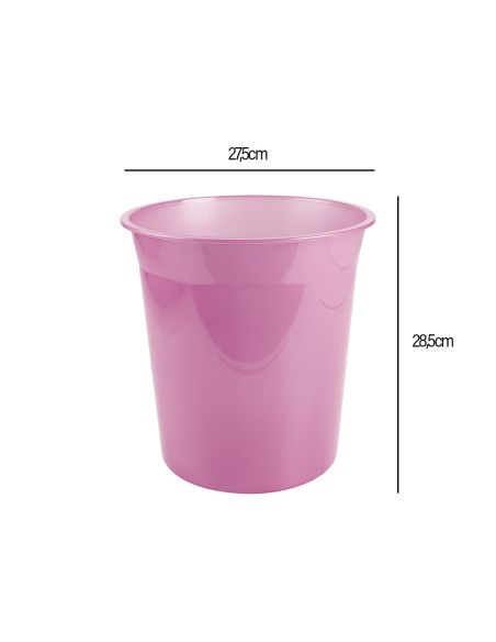 Papelera Plastico Liderpapel Rosa Translucido 13 Litros 275X285 Mm