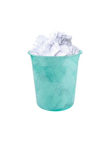 Papelera Plastico Liderpapel Menta Translucido 13 Litros 275X285 Mm