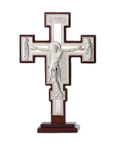 Cruz Plata San Damian 15,5Cm C/Base