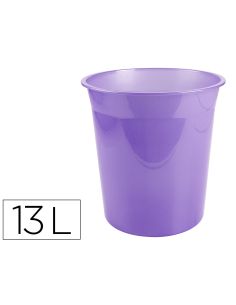 Papelera Plastico Liderpapel Lavanda Translucido 13 Litros 275X285 Mm