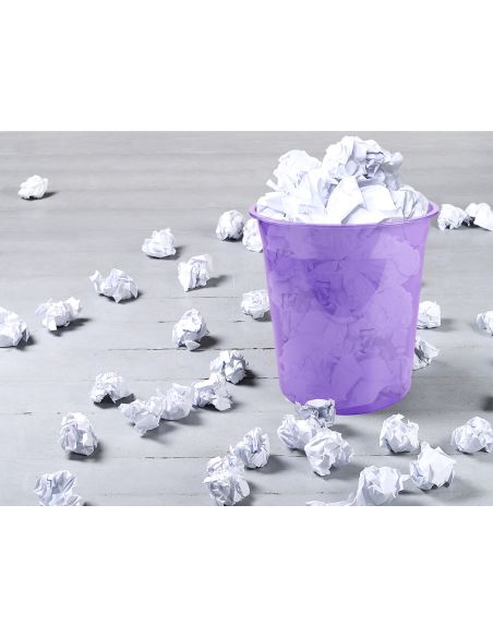 Papelera Plastico Liderpapel Lavanda Translucido 13 Litros 275X285 Mm