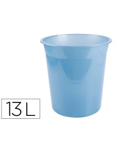 Papelera Plastico Liderpapel Celeste Translucido 13 Litros 275X285 Mm
