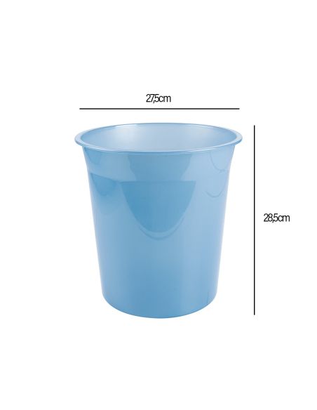 Papelera Plastico Liderpapel Celeste Translucido 13 Litros 275X285 Mm