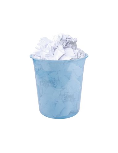 Papelera Plastico Liderpapel Celeste Translucido 13 Litros 275X285 Mm