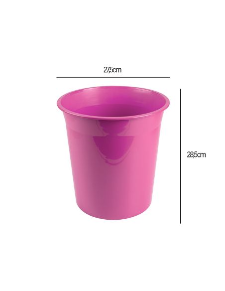 Papelera Plastico Liderpapel Rosa Opaco 13 Litros 275X285 Mm