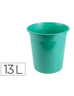 Papelera Plastico Liderpapel Menta Opaco 13 Litros 275X285 Mm