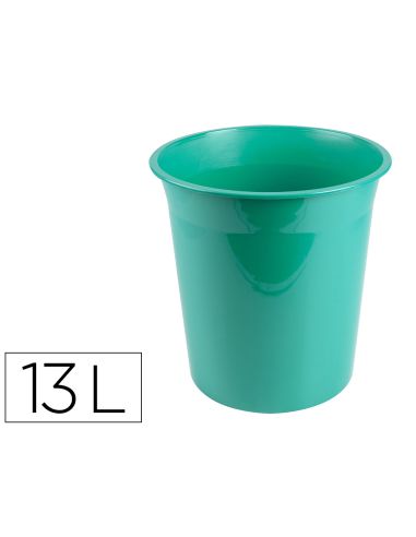 Papelera Plastico Liderpapel Menta Opaco 13 Litros 275X285 Mm