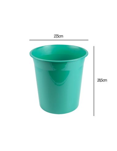 Papelera Plastico Liderpapel Menta Opaco 13 Litros 275X285 Mm