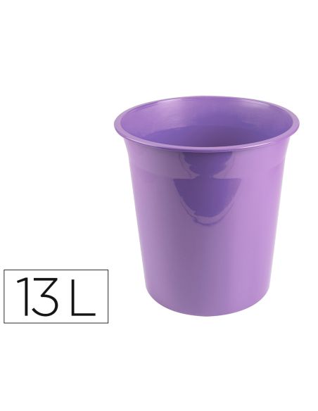 Papelera Plastico Liderpapel Lavanda Opaco 13 Litros 275X285 Mm