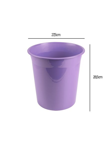 Papelera Plastico Liderpapel Lavanda Opaco 13 Litros 275X285 Mm