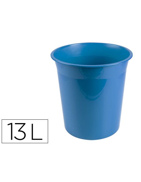 Papelera Plastico Liderpapel Celeste Opaco 13 Litros 275X285 Mm