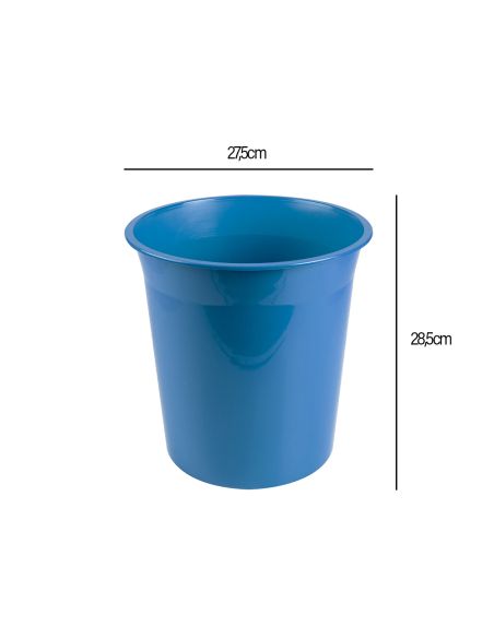 Papelera Plastico Liderpapel Celeste Opaco 13 Litros 275X285 Mm