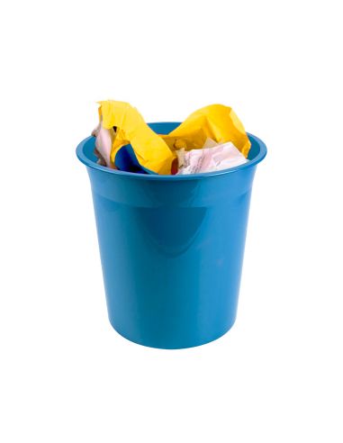Papelera Plastico Liderpapel Celeste Opaco 13 Litros 275X285 Mm