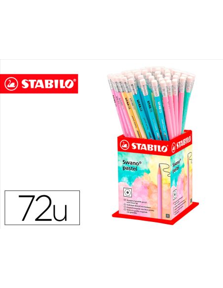 Lapices De Grafito Con Goma Stabilo Swano Mina 2,2 Mm Dureza Hb Expositor De 72 Unidades Colores Pasteles