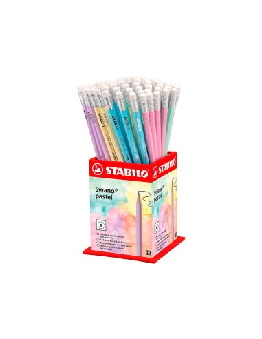 Lapices De Grafito Con Goma Stabilo Swano Mina 2,2 Mm Dureza Hb Expositor De 72 Unidades Colores Pasteles