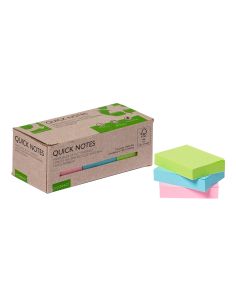 Bloc De Notas Adhesivas Quita Y Pon Q-Connect 38X51 Mm 100% Papel Reciclado Colores Pasteles En Caja De Carton 2