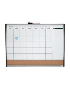 Planificador Mensual Nobo Magnetico + Tablero Corcho Horizontal Con Marco Arqueado Plata Y Negro 585X430 Mm 2