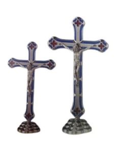 Cruz Niquel C/Base 20Cm Esmalte Azul