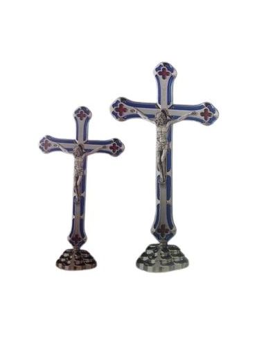 Cruz Niquel C/Base 20Cm Esmalte Azul
