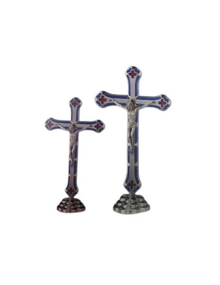 Cruz Niquel C/Base 20Cm Esmalte Azul