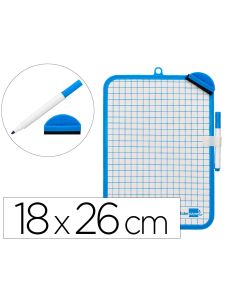 Pizarra Blanca Liderpapel 18X26 Cm Doble Cara Lisa Y Cuadriculada Con Rotulador Y Borrador