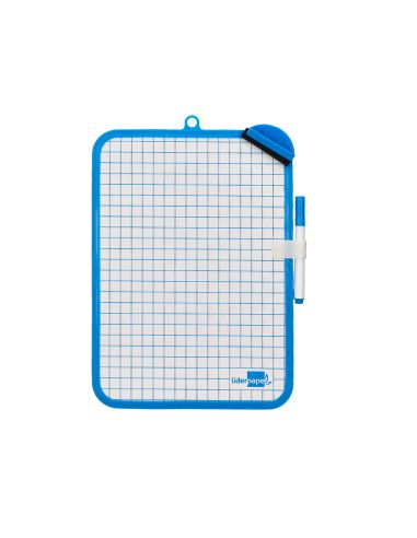 Pizarra Blanca Liderpapel 18X26 Cm Doble Cara Lisa Y Cuadriculada Con Rotulador Y Borrador