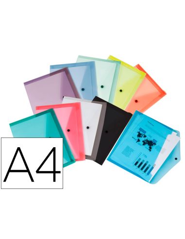 Carpeta Liderpapel Dossier Broche Transparente Din A4 Paquete De 12 Unidades Colores Surtidos