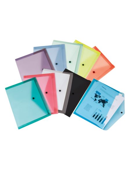 Carpeta Liderpapel Dossier Broche Transparente Din A4 Paquete De 12 Unidades Colores Surtidos