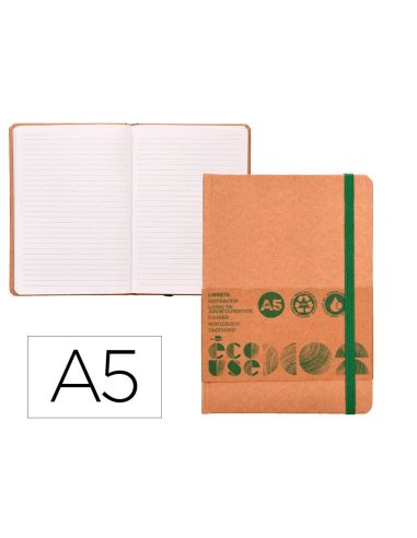 Libreta Liderpapel Ecouse 100% Reciclada A5 96 Hojas 70Gr Horizontal Con Gomilla Y Marca Paginas|Libreriasalesiana