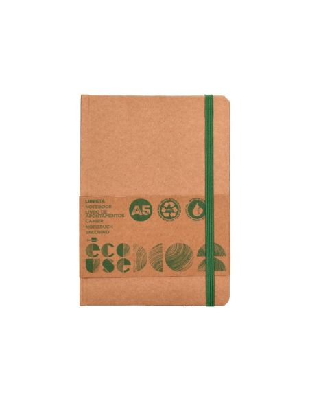 Libreta Liderpapel Ecouse 100% Reciclada A5 96 Hojas 70Gr Horizontal Con Gomilla Y Marca Paginas|Libreriasalesiana