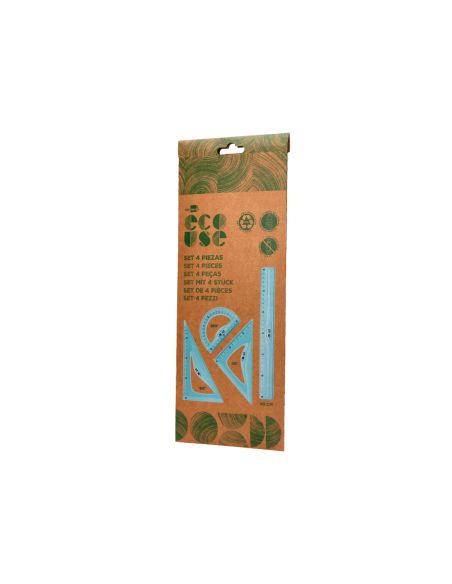 Juego Escuadra 20 Cm Cartabon 18 Cm Regla 30 Cm Y Semicirculo 10 Cm Liderpapel Ecouse 100% Pet Reciclado