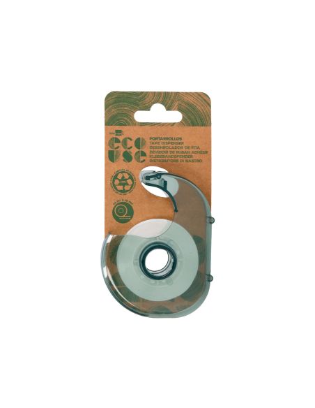 Miniportarrollo Liderpapel Ecouse 100% Plastico Reciclado Para Cinta De 33 Mt X 19 Mm