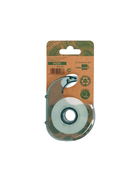 Miniportarrollo Liderpapel Ecouse 100% Plastico Reciclado Para Cinta De 33 Mt X 19 Mm